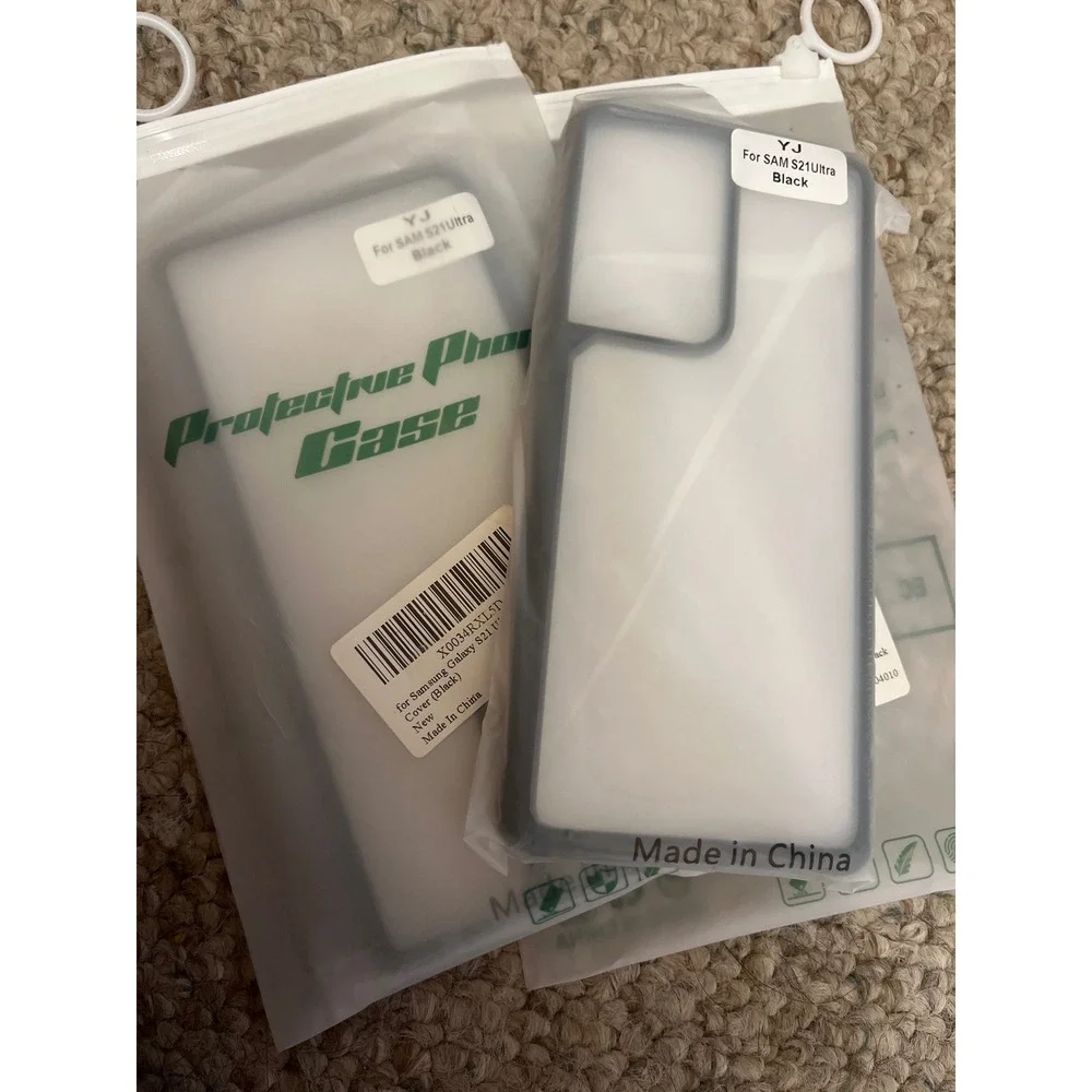 New Lot of 2 Shockproof Clear Case for Samsung Galaxy S21 Ultra 5G -Black Bumper